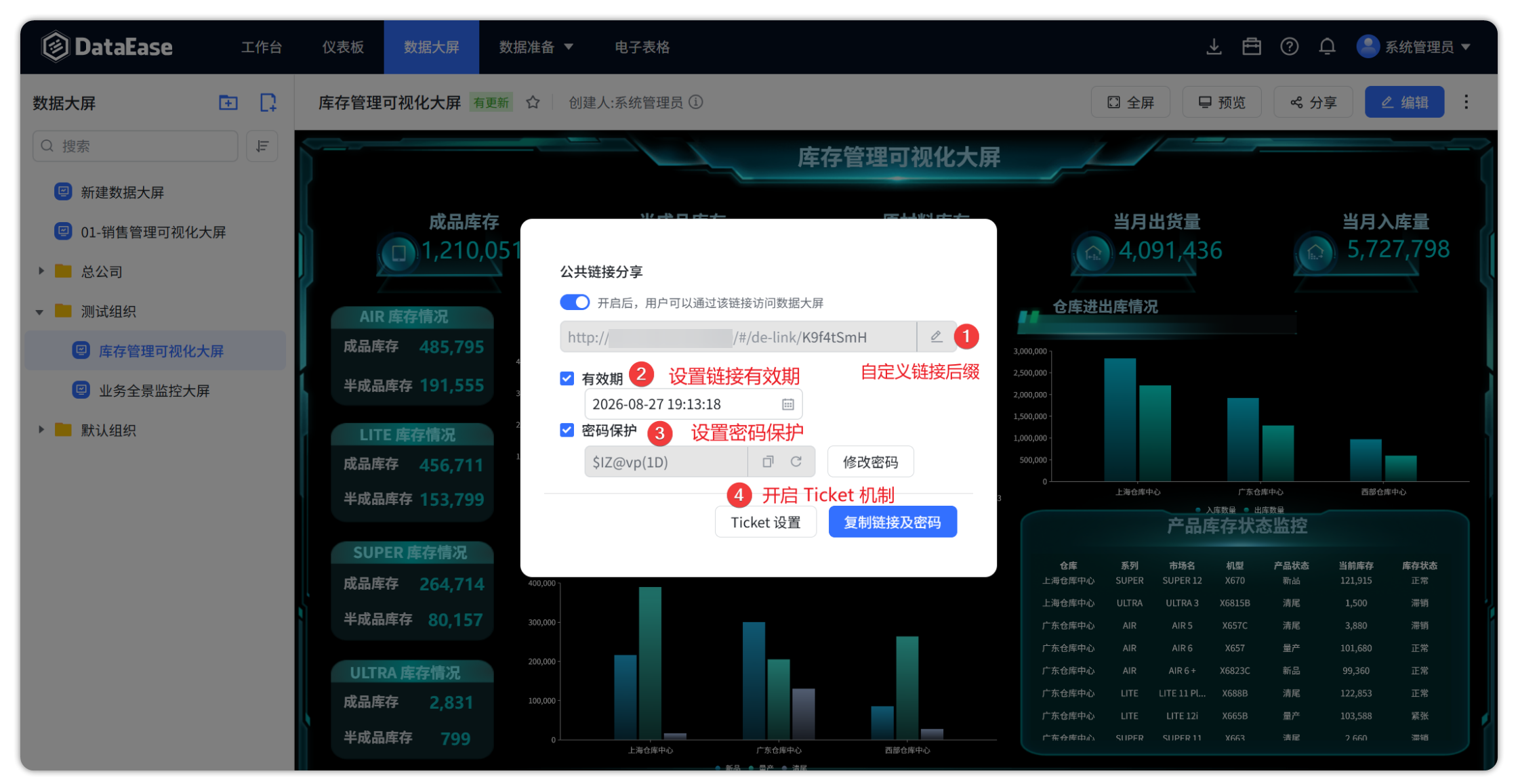 仪表板_创建公共链接_复制链接