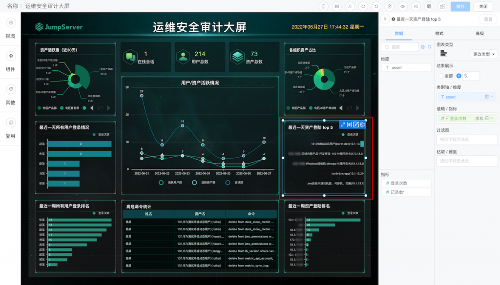 模板学堂丨JumpServer安全运维审计大屏